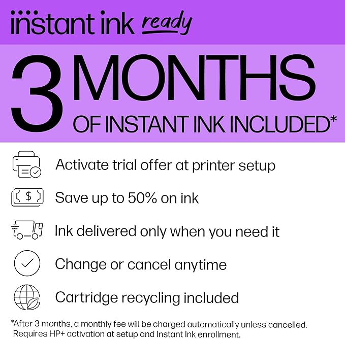 HP OfficeJet Pro 8125e Wireless All-in-One Color Inkjet Printer, Print, scan, Copy, ADF, Duplex Printing, Home & Office, 3 Months of Instant Ink Included (405T6A)