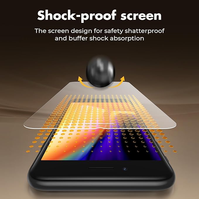 UNBREAKcable Shatterproof Tempered Glass Screen Protector for iPhone SE 2022/SE 2020, iPhone 8/7 [3-Pack] [99.99% HD Clear] [Easy Installation Frame] [9H Hardness][Bubble Free] for Apple 4.7''