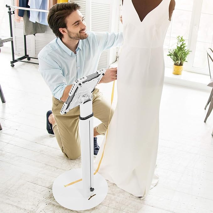 Mount-It! Universal Tablet Floor Kiosk | Theft-Deterrent Tablet Stand | Adjustable Kiosk Floor Mount for iPad, Galaxy & Surface Tablets (White)
