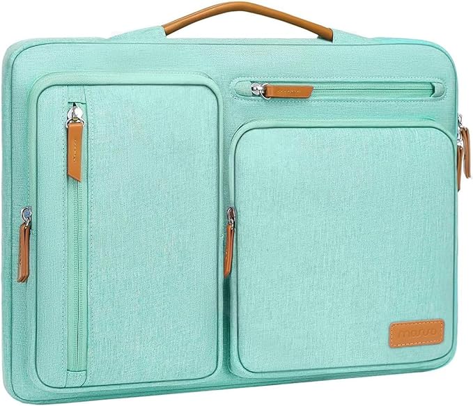 MOSISO 360 Protective Laptop Case 13.3 inch, 13-13.3 inch Laptop Sleeve Compatible with MacBook Air/Pro 13 / Pro 14,HP Dell Acer ASUS,Side Open Carrying Case with 4 Zipper Pockets&Handle, Aqua Green