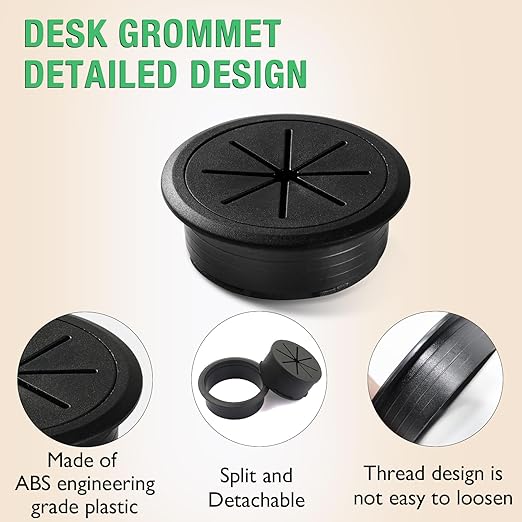 5 Pcs Desk Grommet 2" / 50 mm, Desk Hole Cover for Cables Coffee, Cable Grommet ABS Plastic, Desk Hole Grommet for Home & Office Pc, Detachable Cable Cord Organizer