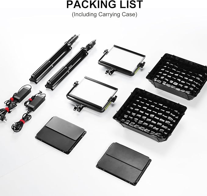 GVM RGB Photography Lighting Kits with 2 Softboxes, 880RS 60W Studio Lights with Bluetooth Control, 2 Packs Video Light with 18 Lighting Scenes, led Panel Lights for Video Recording, 8330lux/0.5M