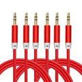 3.5mm Nylon Braided Stereo Audio Cable,(3 Pack) 4.9ft/1.5m Male to Male Aux Cord Audio Cord Compatible iPhones, iPads and Other 3.5mm DC Plug Port Device (Red)