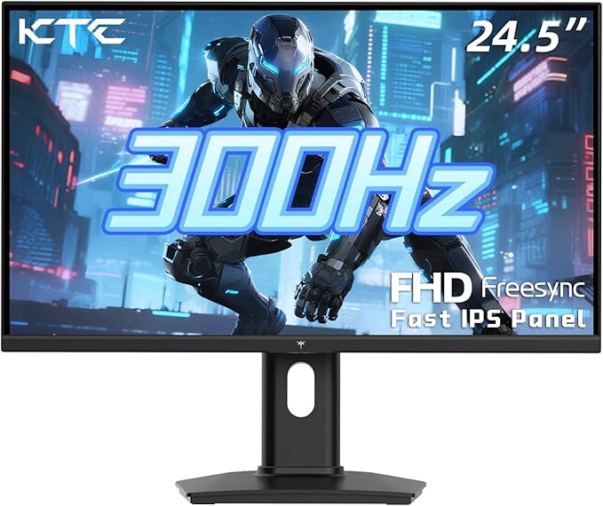 KTC 24.5 Inch 300Hz Gaming Monitor - FHD 1080P Fast IPS PC Monitor Gaming 1ms, Adaptive Sync, HDR, 240Hz Monitors Gamer with Display Port1.4x1 HDMI 2.0x2, 119% sRGB, VESA Mount, DP Cable, H25Y7
