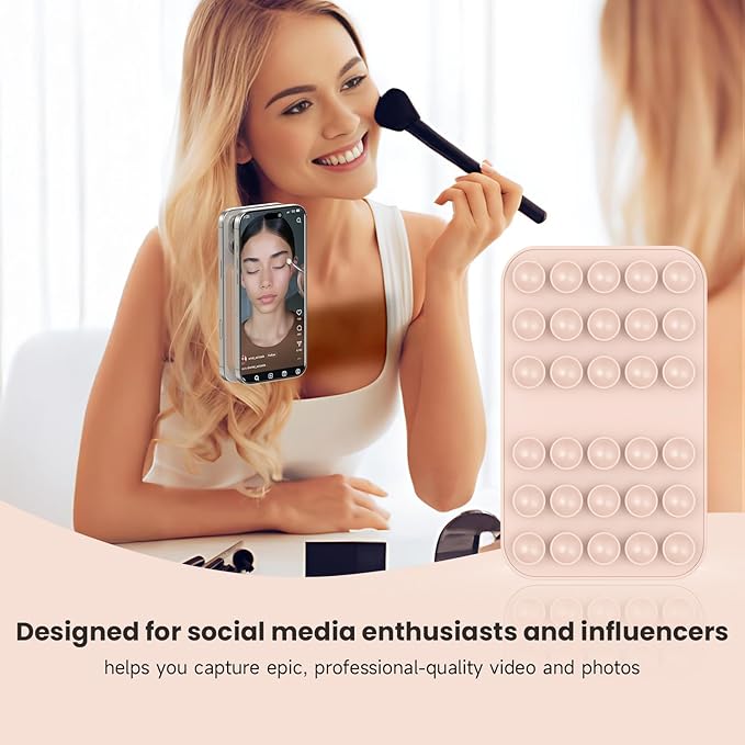 Patented Magnetic Sticky Phone Suction Grip Mount for MagSafe Case,Magnet Silicone Portable Stand Holder for iPhone 16/15/14/13/12 Series and Android, Hands-Free Selfies and Videos,Tea Milk