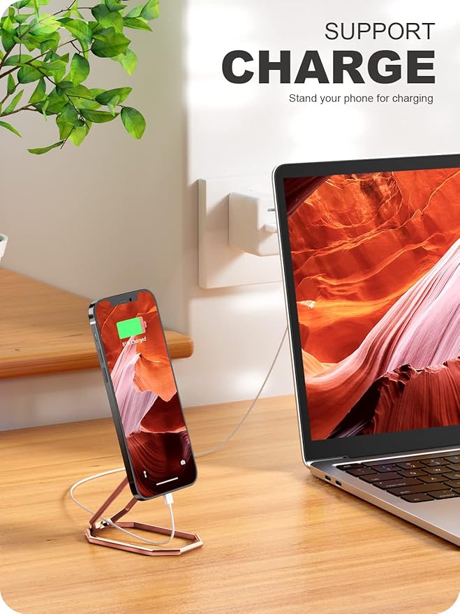 A-LuGei 𝗙𝗼𝗹𝗱𝗮𝗯𝗹𝗲 & 𝗔𝗱𝗷𝘂𝘀𝘁𝗮𝗯𝗹𝗲 Cell Phone Ring Holder Stand, Phone Kickstand for Desk, Cell Phone Holder for Hand, Ring for Back of iPhone, Metal Phone Grip for Magnetic Car Mount