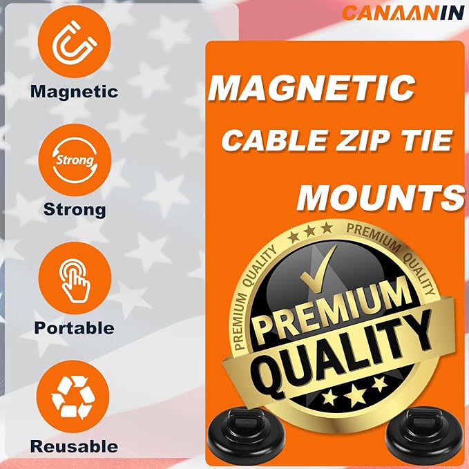 Magnet Zip Tie Mount Clips Magnetic Zip Ties Mount Base Holder Strong Wire Cable Holder Mount Wire Clips Management for Home Office Marine Electrical Wiring (D19 10 Pcs)