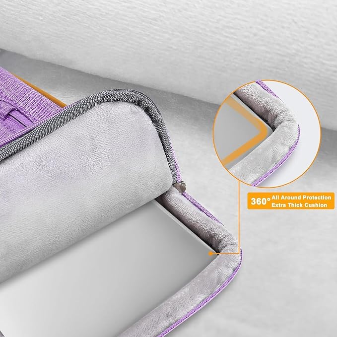 MOSISO 360 Protective Laptop Case 13.3 inch, 13-13.3 inch Laptop Sleeve Compatible with MacBook Air/Pro 13 / Pro 14,HP Dell Acer ASUS,Side Open Carrying Case with 4 Zipper Pockets&Handle, Lilac
