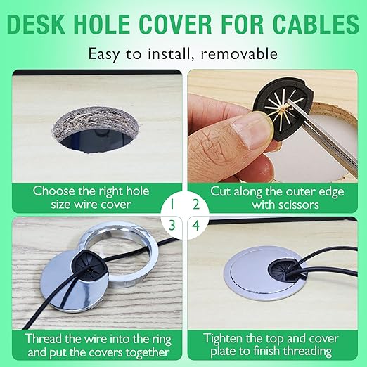 2 Pcs Desk Grommet 2" / 50 mm, Desk Cord Hole Cover, Cable Grommet Metal Zinc Alloy Materilal, Desk Hole Grommet for Home & Office Pc, Detachable Cable Cord Organizer-Copper Red