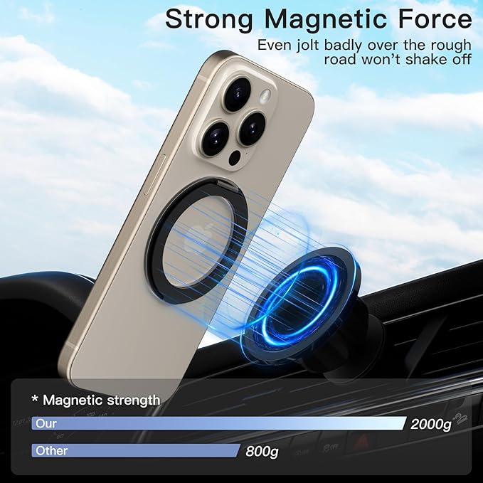COOLQO 1Pc 360 Spin Cell Grip Ring Phone Stand [Upgrade Gear Hinge Stress Anxiety Relief] Magnetic Holders for Your car Accessories Desk Mount Compatible with iPhone All Smartphones, Black