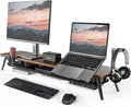 Fenge Dual Monitor Stand, Monitor Riser for 2 Monitors with Adjustable Laptop Riser , 42.5 Inch Desk Shelf for Top of Desk with Phone Holder& Headphone Stand