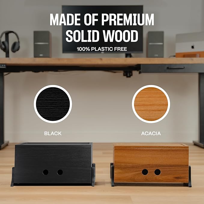 Extra Large Cable Management Box, Wood Cord Hider Box & Organizer for Power Strip, TV Wires & Desk Cable Storage