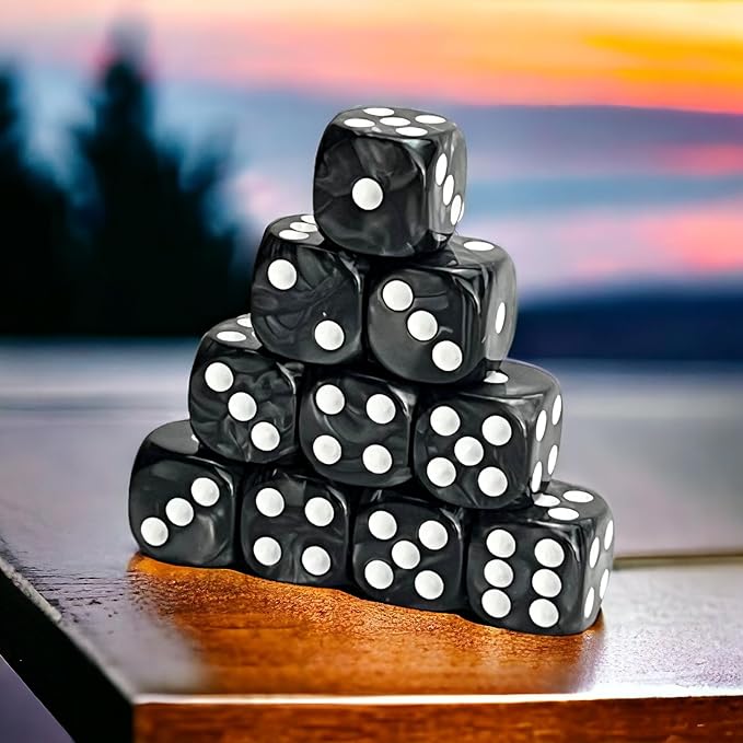 Luck Lab 10 Piece D6 Dice Pack - Acrylic Dice for RPG MTG DND Dice Table Games and Board Games (Black Pearl)