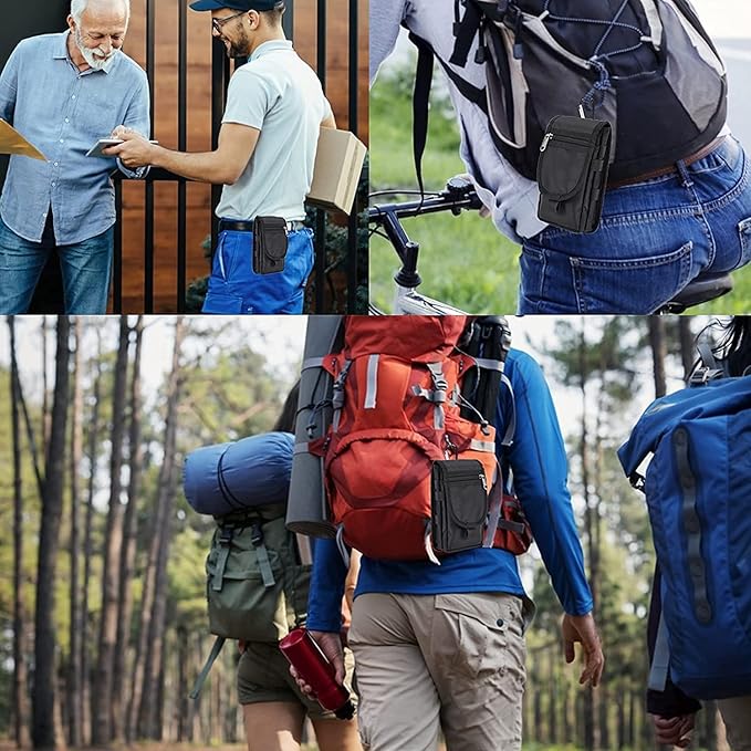 2 Packs Large Smartphone Pouch, Phone Pouch, Cell Phone Holster, Multi-Purpose Tool Holder, Tactical Carrying Case Belt Loop Pouch Men’s Waist Pocket for Hiking, Camping,Rescue Essential