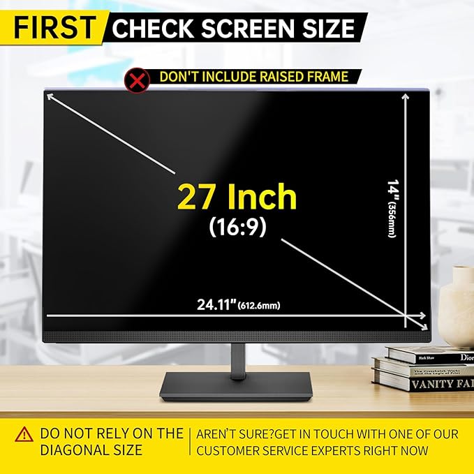 〔2-Pack〕 27 Inch Computer Privacy Screen Filter for 16:9 Monitor, Anti-Blue Light, Anti-UV Blue Light Blocking Removable Privacy Protector Shield, Hanging Type