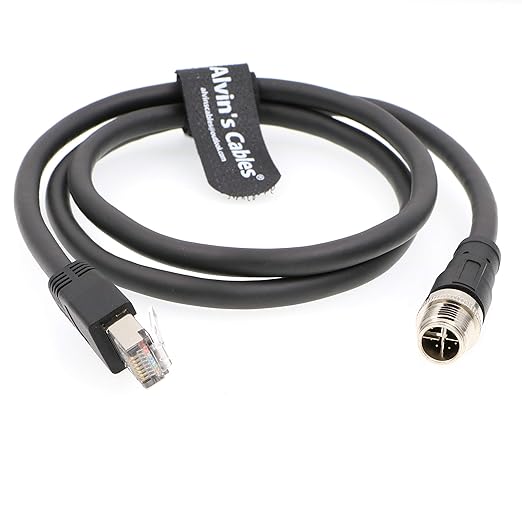 Alvin's Cables M12 8 Pin Male to RJ45 Shielded Ethernet Cable X Coded 8 Position Cat6a Cable for Cognex Industrial Camera 3.2ft/1M