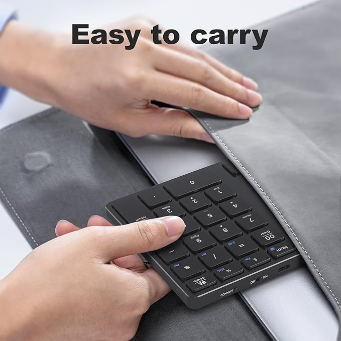 MOFII Bluetooth Number Pad for Laptop - Black Wireless Numeric Keypad 35 Keys USB-C Rechargeable Numpad, Accounting Portable Financial Data 10 Key for Laptop/PC/Desktop/Notebook/Surface Pro