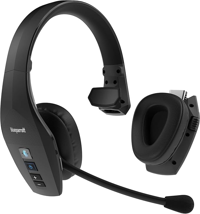 BlueParrott S650-XT Bluetooth Wireless Headphones 96% Noise Canceling Over Head Trucker Headset with Mic, 2-in-1 Convertible Stereo to Mono with ANC, IP54-Rated Protection, 36 hrs. Talk Time, Black
