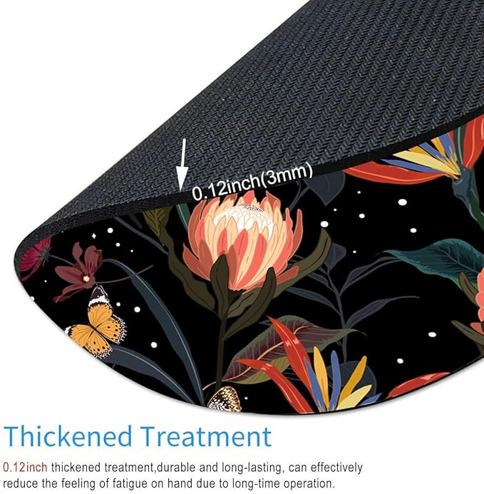 Mouse Pad Round, Cute Mouse Pad with Design, Floral Butterfly Mouse Mat, Non-Slip Rubber Base Mousepad, Waterproof Women Office Computer Mouse Pads