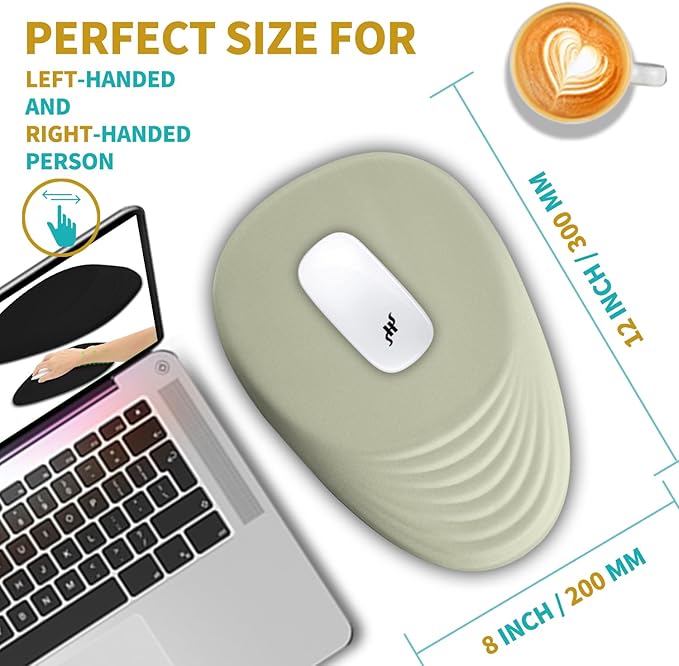 Hokafenle Ergonomic Mouse Pad Wrist Support with Stepped-Wedge Design, Wrist Rest Pain Relief Mousepad Filled with Memory Foam, Carpal Tunnel Mousepad for Wireless Mouse(12x8 inch,Beige)