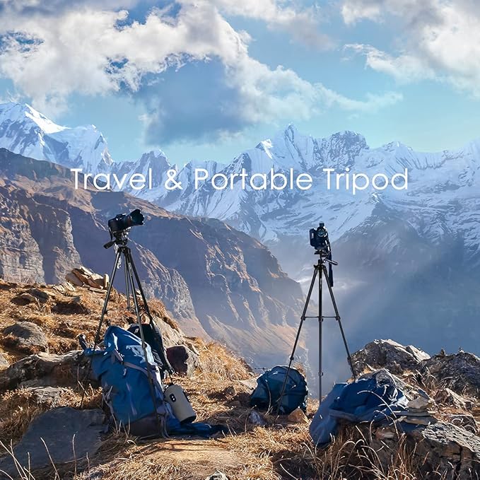 Endurax 60'' Camera Tripod Camera Stand for Canon Rebel Eos Nikon DSLR, Travel Tripods for Phone Tablet with Remote Black