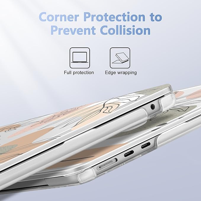 Case for MacBook Air 15 Inch 2025 2024 2023 Release M4 A3241 M3 A3114 M2 A2941, Hard Shell with Screen Protector & Keyboard Cover, Compatible with Touch ID - Tropical Leaves