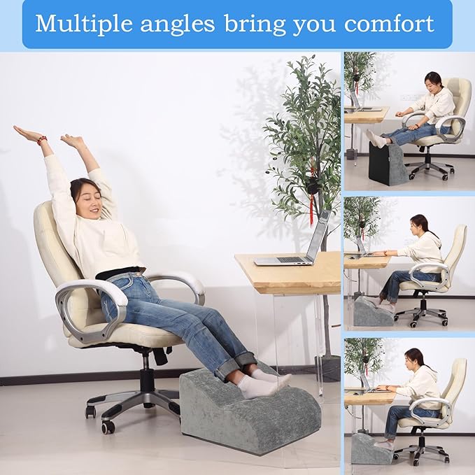 Foot Rest for Under Desk at Work.Multifunctional 3-Tier Foot Stool,with Washable Footrest.for Under Desk,Office Chair Gaming Chair & Sofa,Leg Elevation Pillow,Supports Posture -Dark Grey