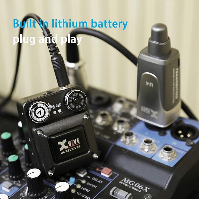 Xvive U4 Wireless in-Ear Monitor System Receiver Personal IEM for Studio, Band Rehearsal,Live Performance (U4 Receiver ONLY)