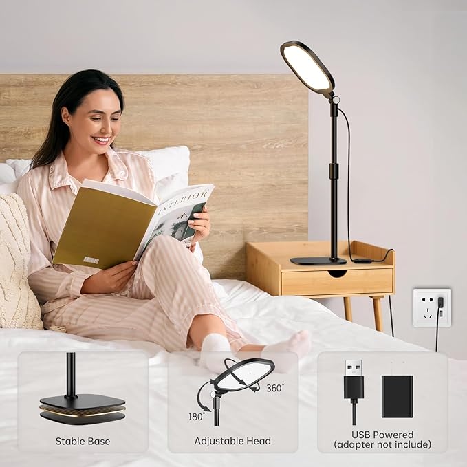 Desk Ring Light with Stand and Phone Holder, 3000K-6500K Dimmable Computer Ringlight for Laptop, Video Conference Light for Zoom Meeting, Video Calls, Webcam, Desktop Light for Video Recording
