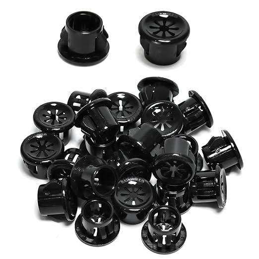 50 Pcs Cable Grommet, Snap Bushing 7/16" (11 mm) Mounting Diameter, Flexible Petal-Shaped Buckle Round Nylon Desk Grommet for Wires Through Countertop Cord Organizer and Protection, Black