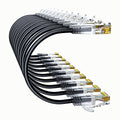 Cat6a Patch Cables 7ft (10 Pack) Slim, Cat6 Ethernet Patch Cable Pure Copper, Flexible Cat 6 Patch Cable 550MHZ 10G, Space-Saving Cat 6A Network Cables for Patch Panel, Black