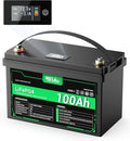 HQST 12 Volt 100Ah Lithium Iron Phosphate Battery with LED Meter, LiFePO4 Battery, 10 Year Lifetime, Low & High Temp Protection, Supports in Series and Parallel, for RVs, Trolling Motors, Boats,Marine