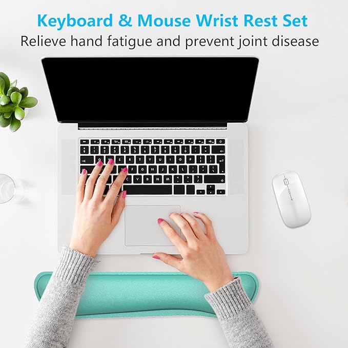 Dapesuom Enlarge Keyboard Wrist Rest Pad, Cute Memory Foam Wrist Rest for Computer Keyboard, Ergonomic Keyboard Mouse Wrist Support for Typing Pain Relief, Comfort for Office, Gaming, Laptop, Green