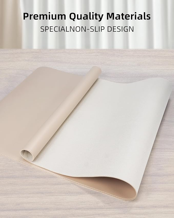 Extra Large Desk Mat - 55"x 17" Non-Slip Desk Pad for Office and Home - Ideal for Large Mouse Pad and Desk Mats on Top of Desks(Beige)