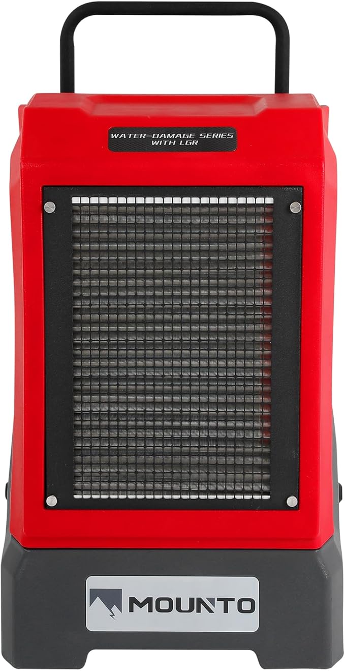 MOUNTO 310 Pints LGR Commercial Dehumidifier with Built-In Pump and Drain Hose – Portable, Heavy-Duty Dehumidifier with Wheels for Basements, Garages, Home, and Job Sites (Red)
