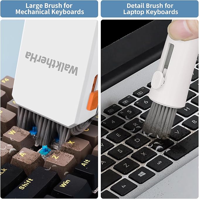 Keyboard Cleaner Laptop Cleaning Kit, All in One Keyboard Cleaning Kit with Car Screen Cleaner Spray, Retractable Detailing Brush for Phone iPhone Computer PC MacBook Airpod Camera Lens Elecitroncs