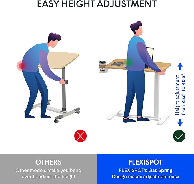 FLEXISPOT Adjustable C Table with Wheels, Mobile Snack Side End Table Sofa Couch Bedside Table Laptop Rolling Cart TV Tray Night Stand Small Space Side Table,(31.5" W x 17.7" D,Maple)