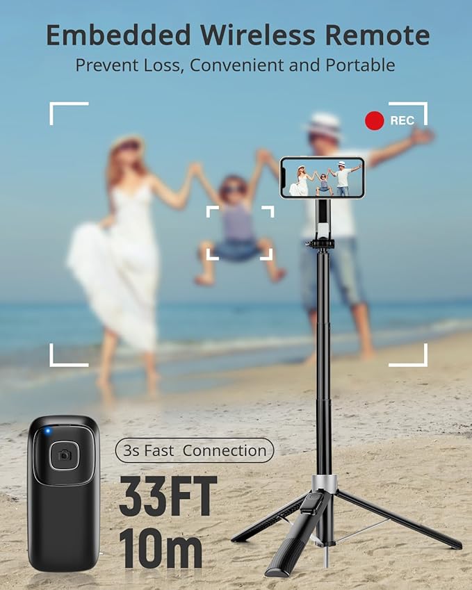 Magnetic Tripod for iPhone, 69" Phone Tripod Selfie Stick with Rechargeable Remote & 2 in 1 Phone Holder, Extendable Cell Phone Stand for Recording Travel, Compatible with iPhone and Android Phone