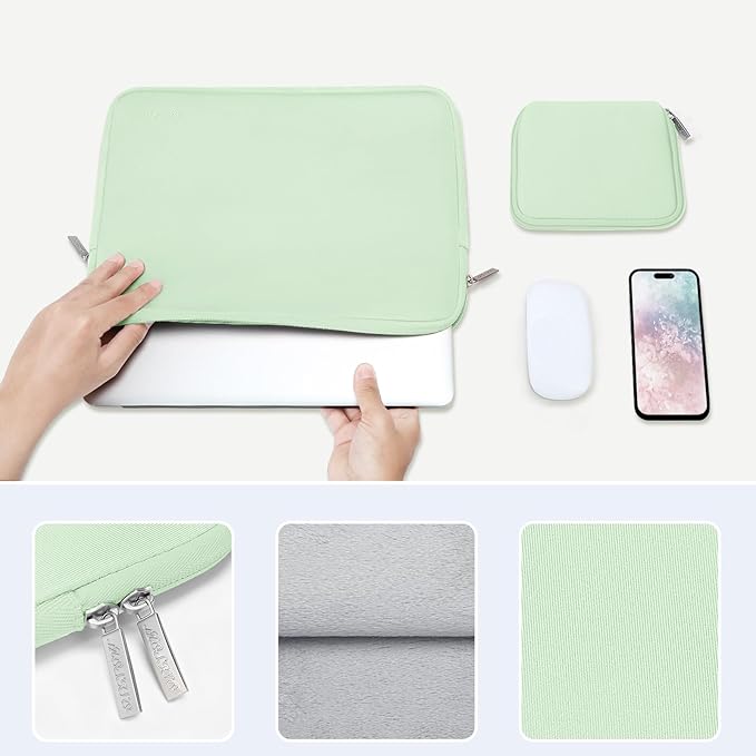 MOSISO Laptop Case 16 inch, 15-15.6 inch Laptop Sleeve Bag Compatible with MacBook Pro 16 inch, HP, Acer, Dell, Lenovo, ASUS Notebook, Neoprene Computer Sleeve Bag with Small Case, Honeydew Green
