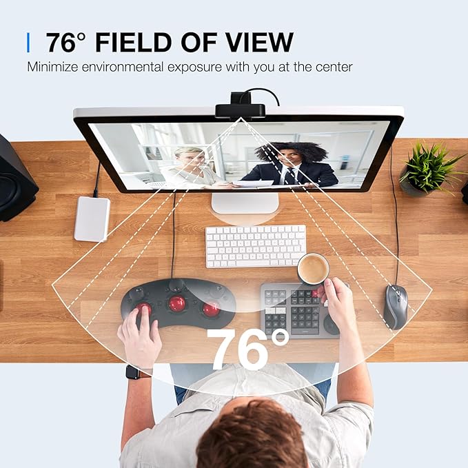 EMEET C960 2K Webcam with Microphone, 2K QHD, 2 Noise-Reduction Mics, TOF Autofocus Streaming Webcam with Privacy Cover, Plug&Play USB Webcam for Calls/Conference, Zoom/Skype/YouTube, Laptop/Desktop