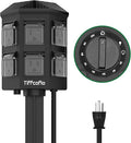 TiFFCOFiO Outdoor Power Strip Timer, Dusk to Dawn Light Sensor Countdown, 6 Feet Extension Cord Waterproof, 6 Grounded Outlets for Halloween and Christmas Decorations, ETL Listed (6 FT)