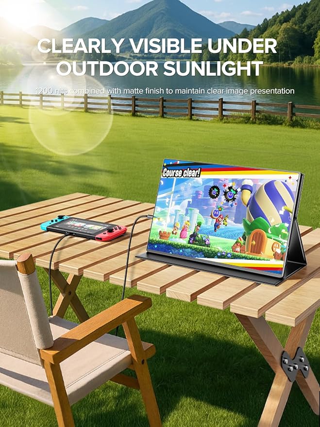 UPERFECT Portable Monitor 4K 16" | 1200 Nits Laptop Monitor | 3840 * 2400 UHD | 1MS FreeSync 2000:1 Contrast | USB-C & HDMI | VESA & Smart Case | Travel Screen for Computer, Mini PC, Game Consoles