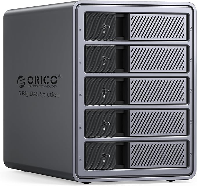 ORICO RAID 5 Bay HDD Enclosures USB 3.0 Push-Pull Mounting for 3.5-inch HDD, Max 110TB, External Direct Attached Storage 8 RAID Modes Supported 9858RU3