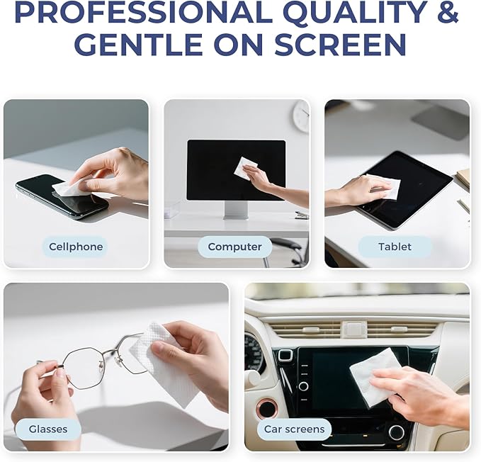 WELKIN 80 * 2 Electronics Cleaning Wipes - Non Toxic Screen Cleaner, Streak Free Touchscreen Cleaning for All Phones, Laptop, Computer, TV and Car，2 X Microfiber Cloth Included