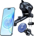HTU for MagSafe Car Phone Mount Magnetic Phone Holder for Windshield Vent Dashboard Magnetic Suction Phone Mount for iPhone 16/15/14/13/12 & Android (Amparo Blue)
