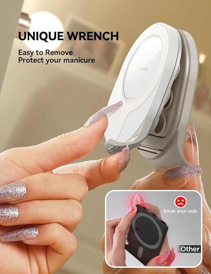 JOYROOM Suction Cup Phone Mount, Magsafe Phone Grip with Pull Ring, Phone Suction Grip for iPhone Samsung Android, Cell Phone Grip Holder for Creators, Selfies, Fitness(White)