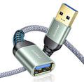 AINOPE 2 Pack USB Extensions Cable High Speed USB 3.0 Extension Cord Type A Male to Female Sturdy Braided Material Fast Data Transfer Compatible with USB Keyboard,Mouse,Flash Drive,Grey,3.3FT+6.6FT