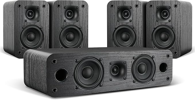 Saiyin 5.0 Home Theater System, 100w HiFi Surround Sound Speakers with Stereo Surround Sound and Classic Rretro Wood Grain for TV/PC, Passive, Amplifier or Receiver Required, Cable Not Included