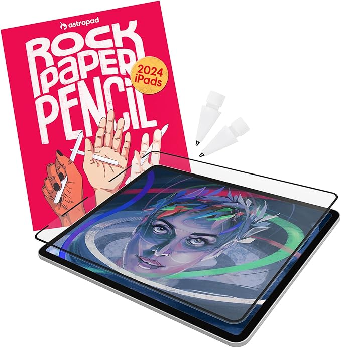 Astropad Rock Paper Pencil v2.0 – Paper Screen Protector for iPad Pro 11 inch (M4, 2024) + Apple Pencil Tips Replacement 2 Pack – Apple Pencil 1st and 2nd Gen