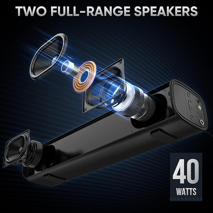 Sound Bars for Smart TV with Subwoofer, 2.1 Deep Bass Small Soundbar Home Theater Surround System Speaker with 4 Inch Subwoofer, Bluetooth/Optical/AUX Connection, Compact Soundbar for TV